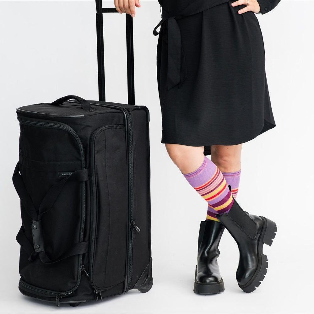 Stripe Purple + Orange Cotton Compression Socks