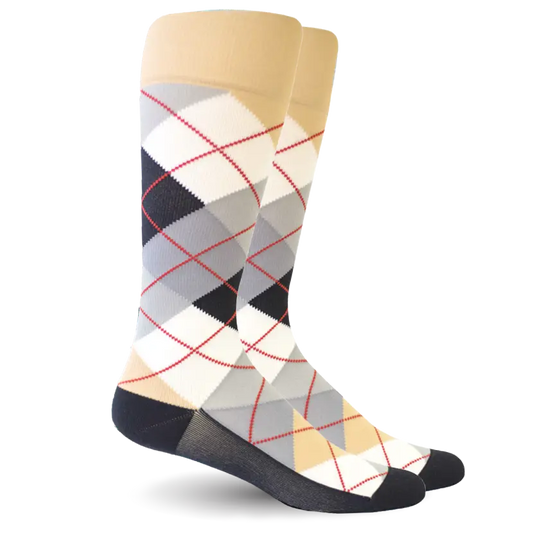 Argyle Beige/White - Synthetic - Men's Medical