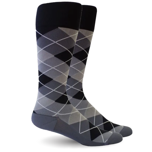 Argyle Synthetic Black/Grey - Men's Medical - 20-30mmHg