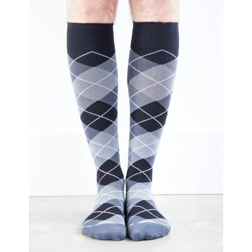 Argyle Synthetic Black/Grey - Men's Medical - 20-30mmHg