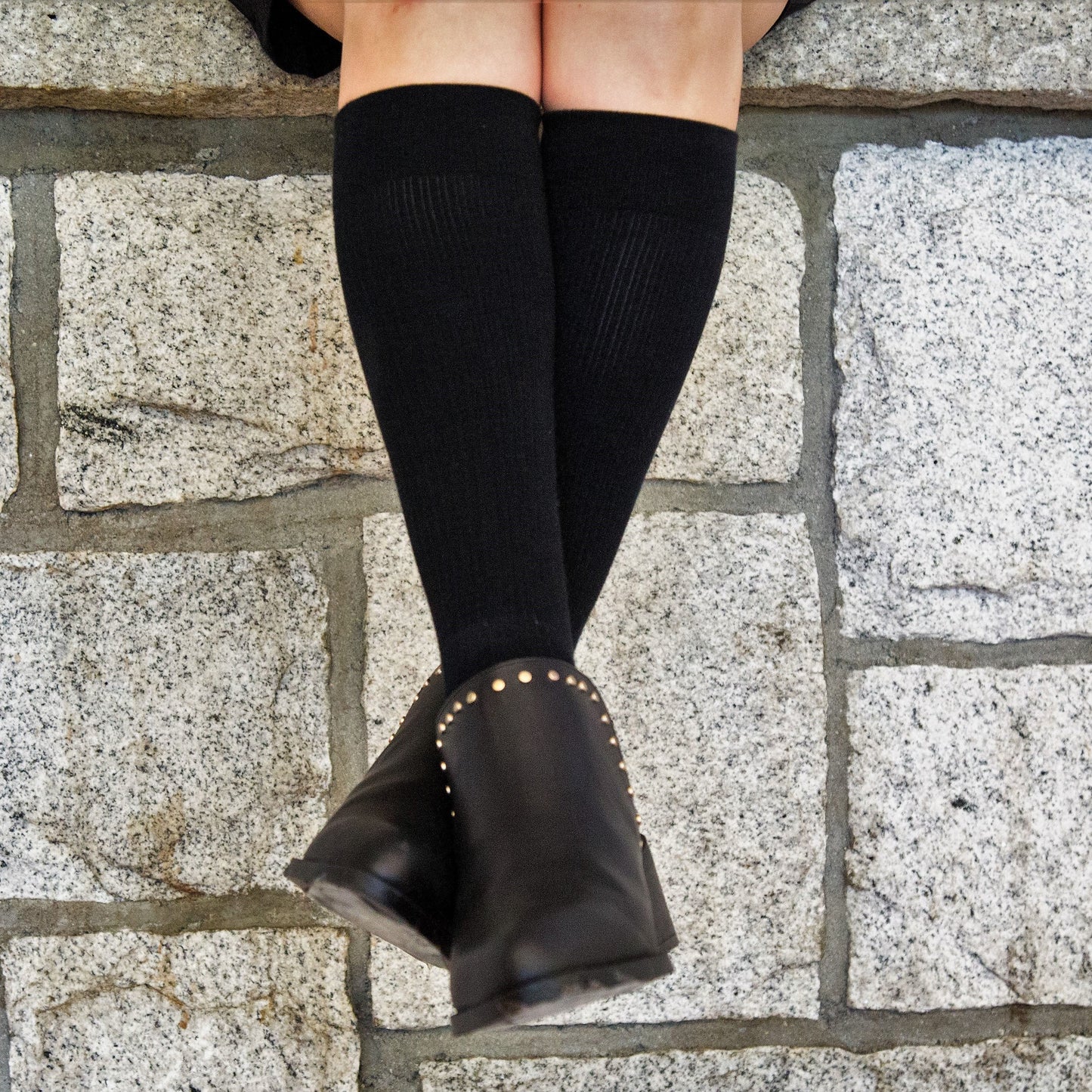 Solid Black Cotton - Medical Compression Socks