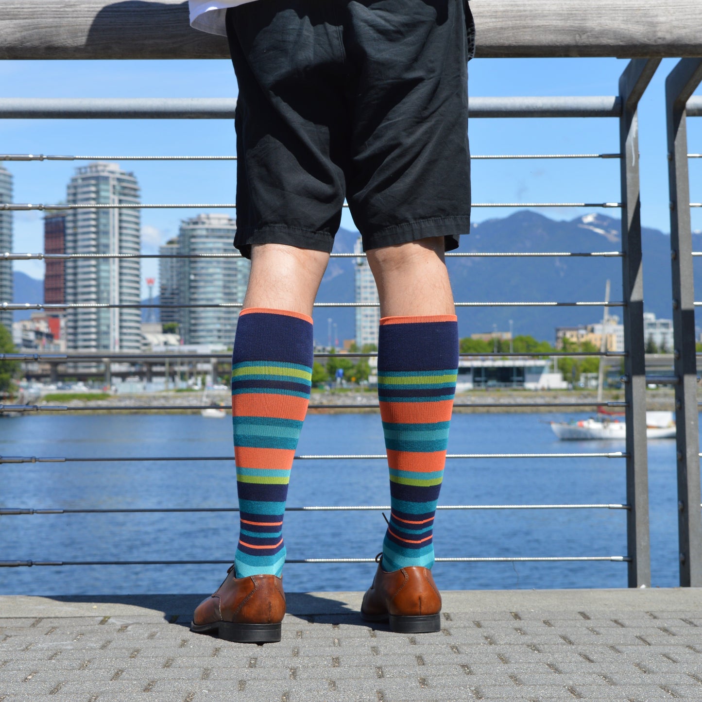 Stripe Cotton Teal - Medical Compression Socks