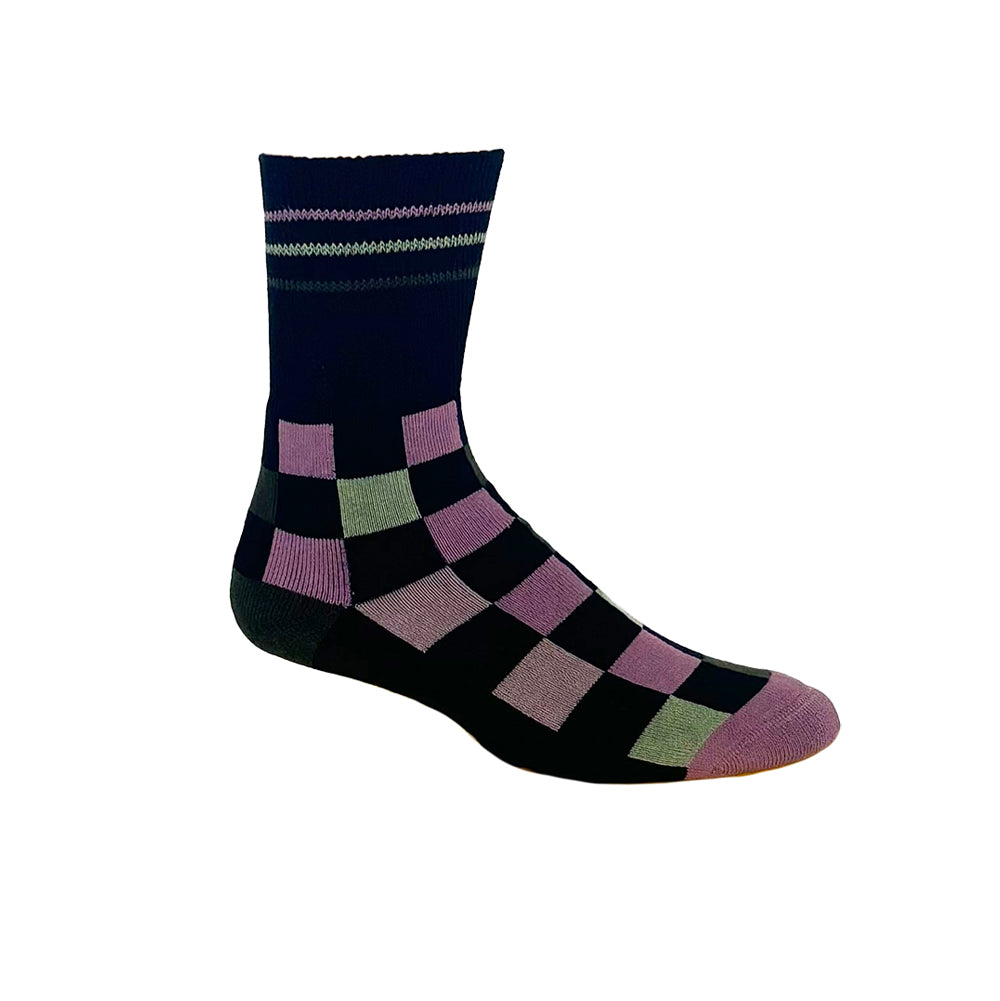 Checker Black + Pink Diabetic Socks