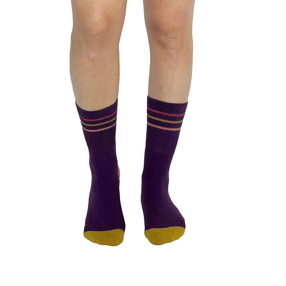 Color Block Purple + Orange Diabetic Socks