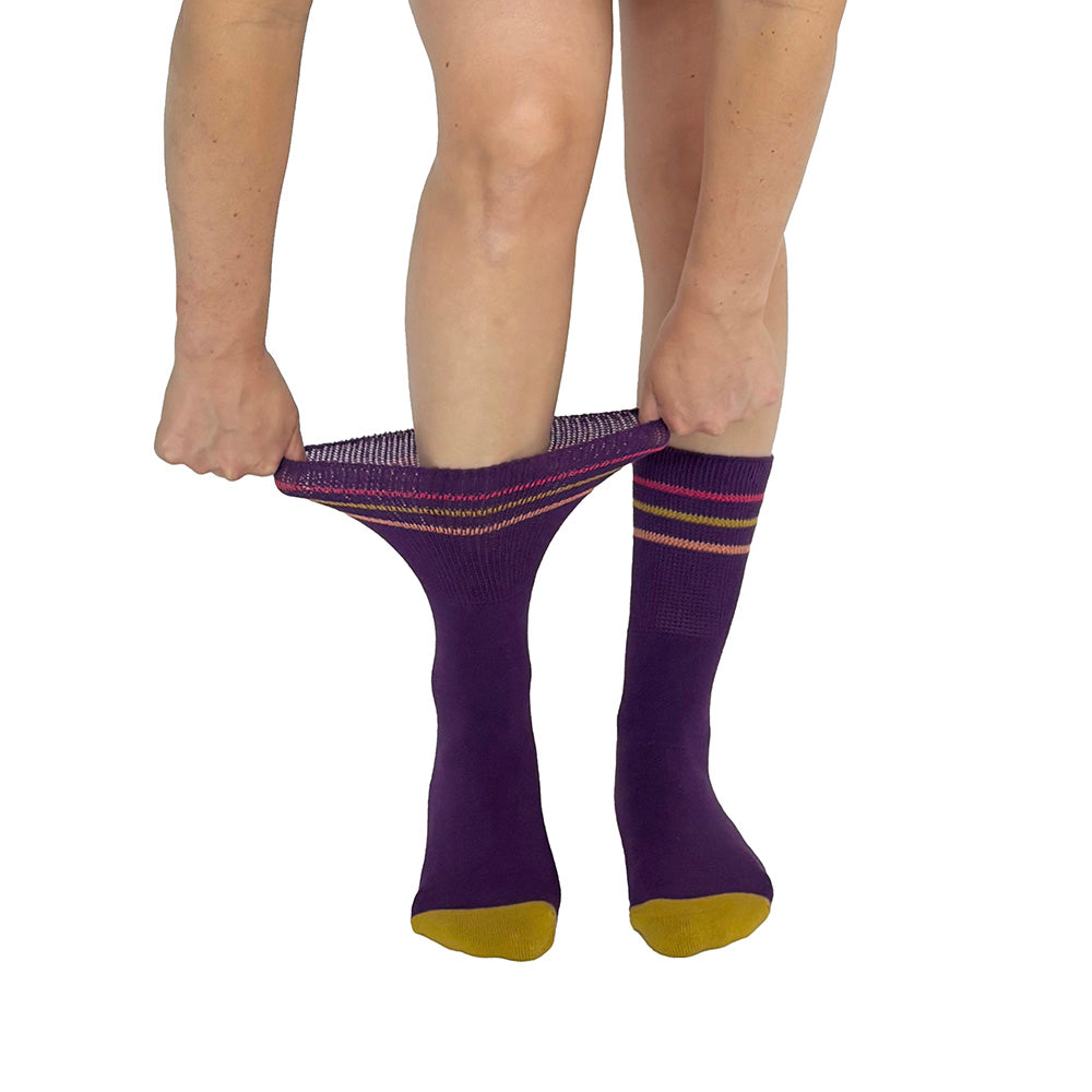 Color Block Purple + Orange Diabetic Socks