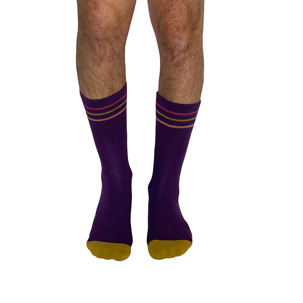 Color Block Purple + Orange Diabetic Socks