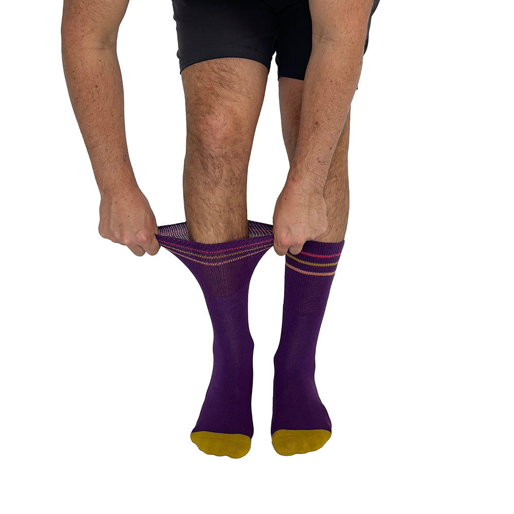 Color Block Purple + Orange Diabetic Socks