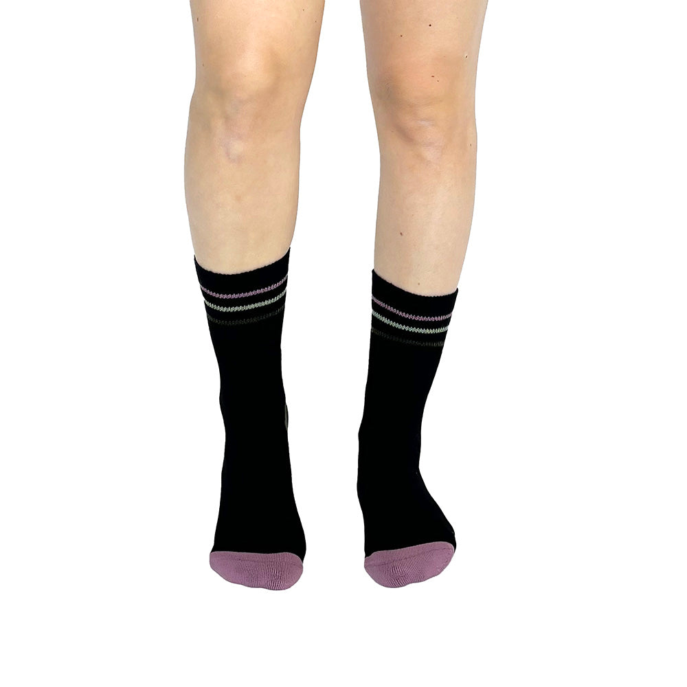 Color Block Black + Pink Diabetic Socks