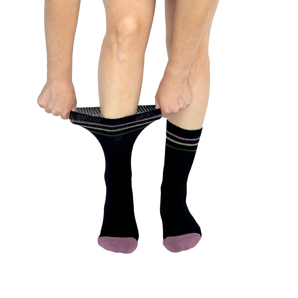 Color Block Black + Pink Diabetic Socks