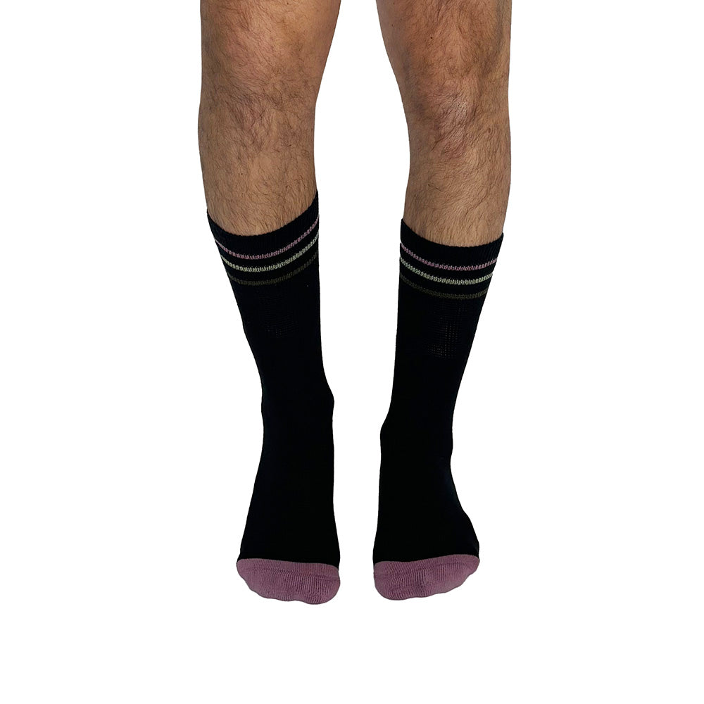 Color Block Black + Pink Diabetic Socks