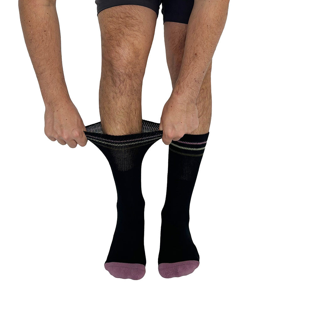 Color Block Black + Pink Diabetic Socks