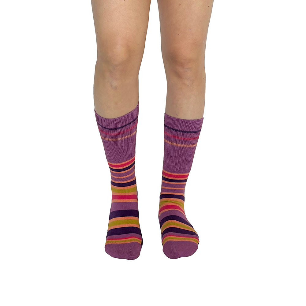 Stripes Purple + Orange Diabetic Socks