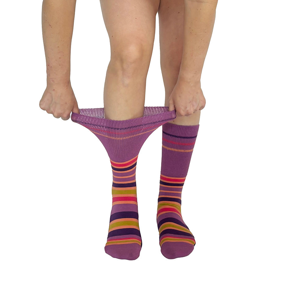 Stripes Purple + Orange Diabetic Socks