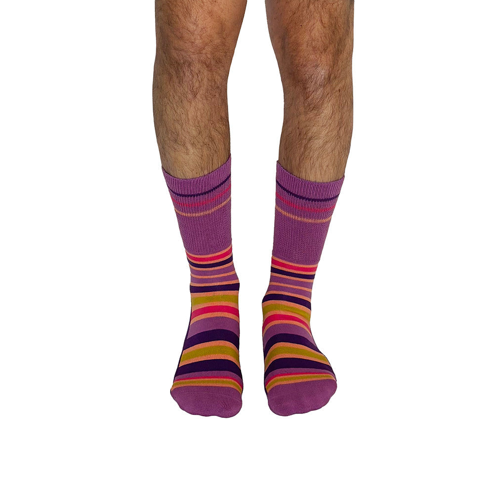 Stripes Purple + Orange Diabetic Socks