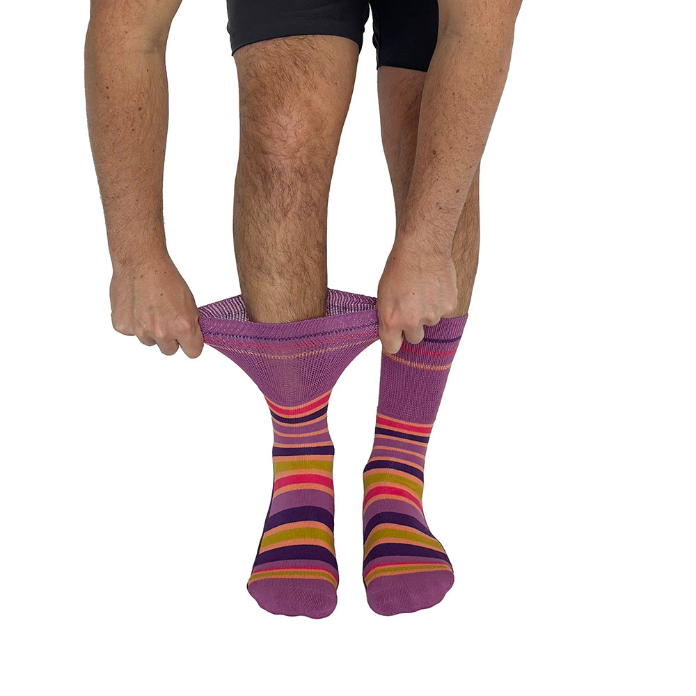 Stripes Purple + Orange Diabetic Socks