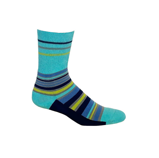 Stripes Navy + Teal Diabetic Socks