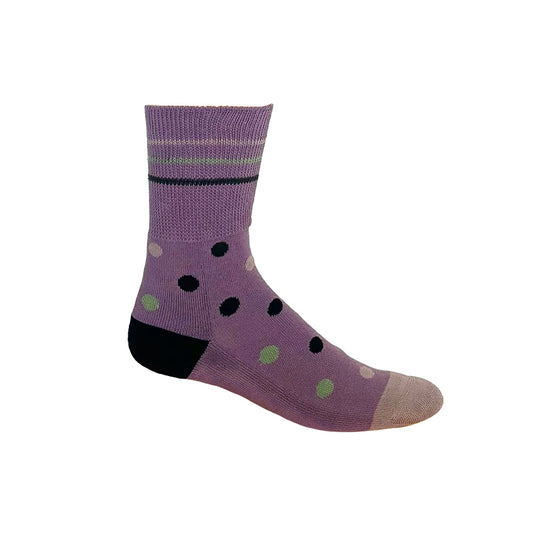 Polka Dots Pink + Black Diabetic Socks