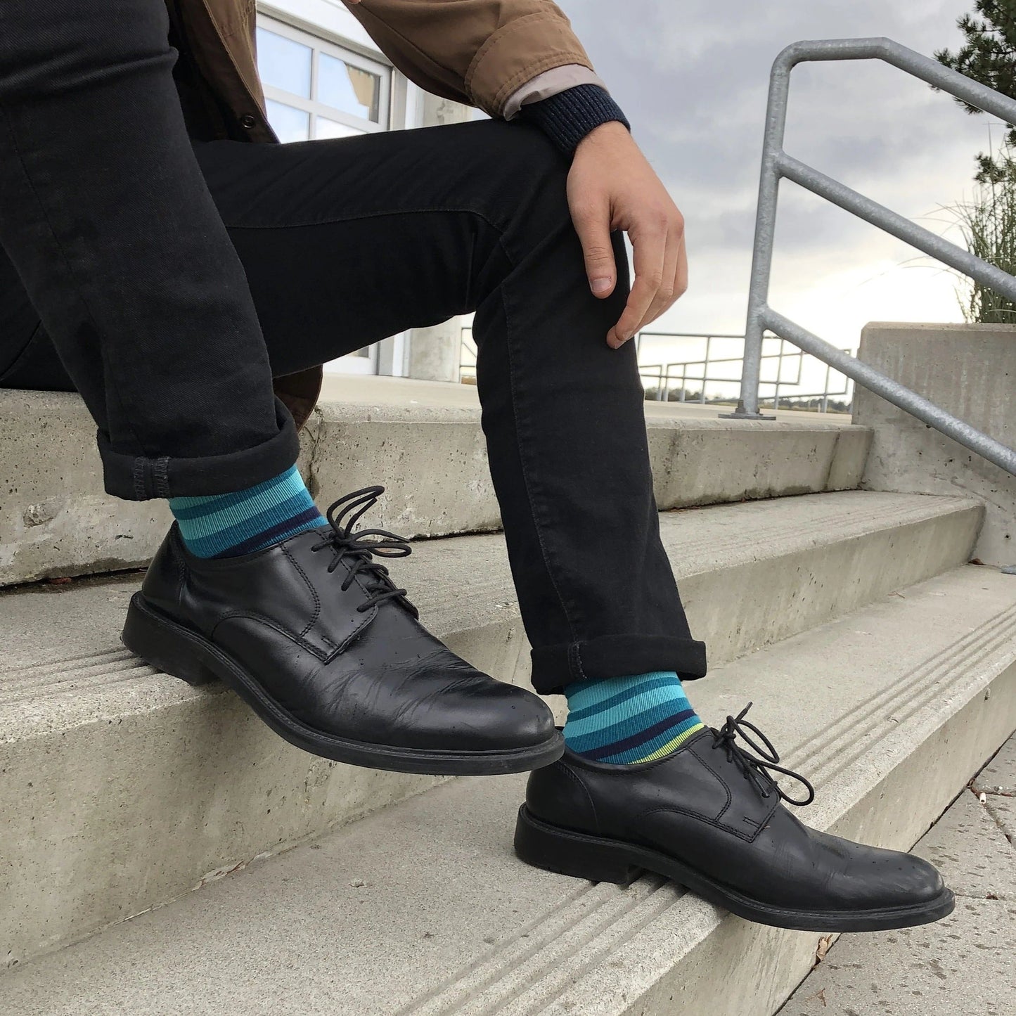 Stripe Cotton Teal - Medical Compression Socks