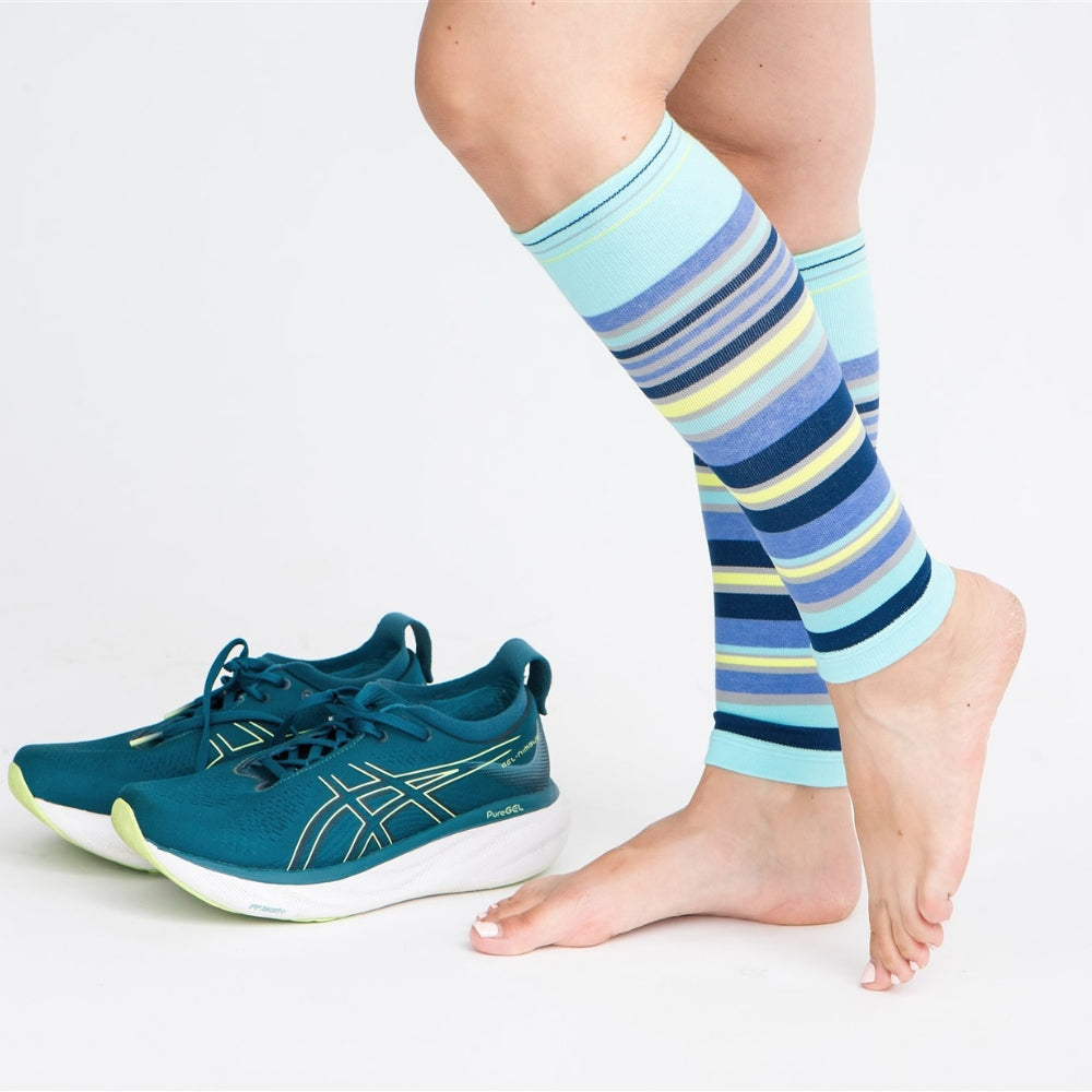 Stripe Navy + Teal Cotton Compression Sleeve