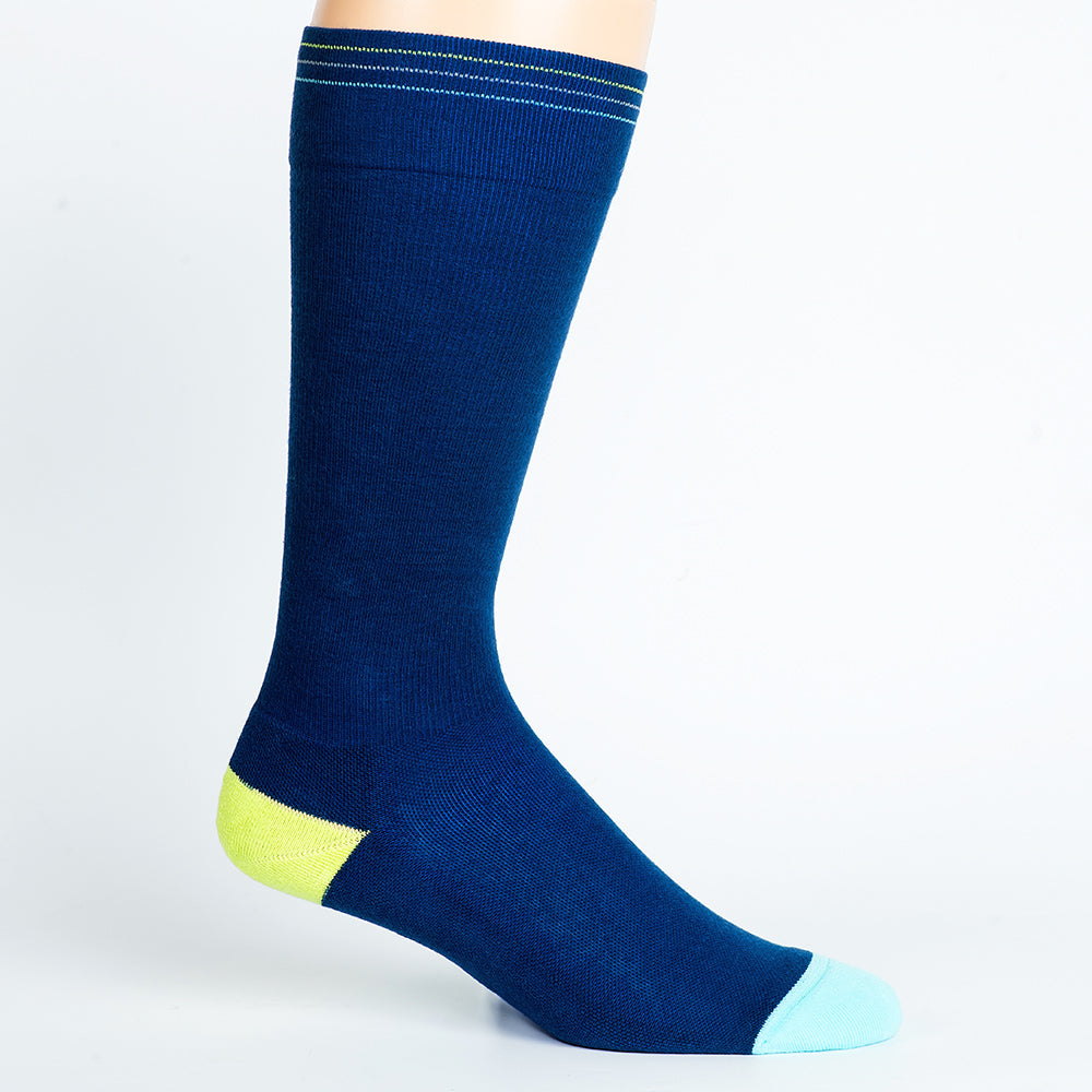 Color Block Navy + Teal Cotton Compression Socks