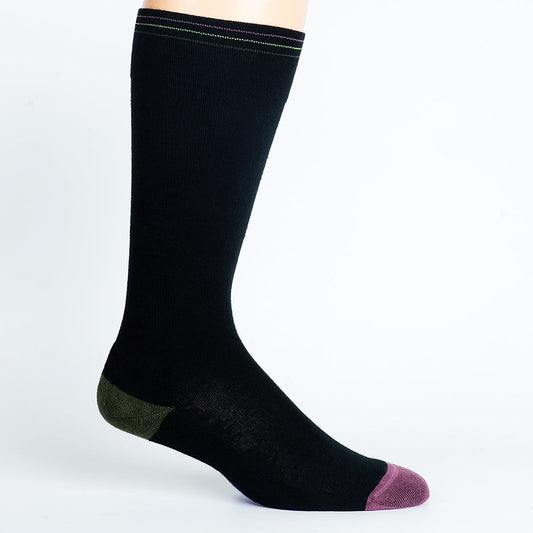 Color Block Black + Pink Cotton Compression Socks