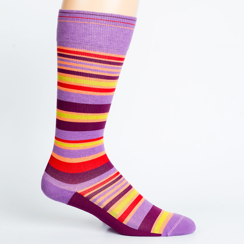 Stripe Purple + Orange Cotton Compression Socks