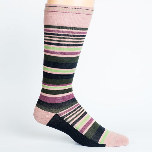 Stripe Black + Pink Cotton Compression Socks