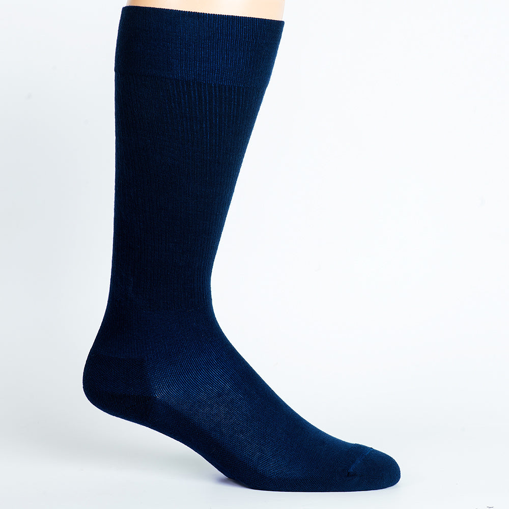 Solid Navy Cotton Compression Socks