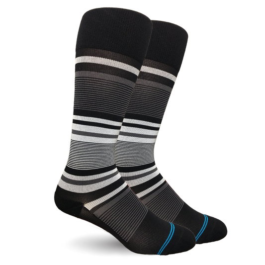 Stripe Cotton Black/Grey Socks - Men's Medical